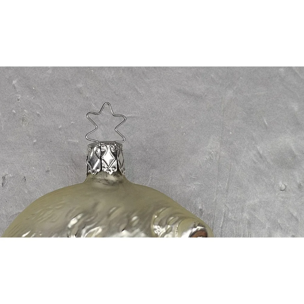 Vintage Christopher Radko Polar‎ Bear Glass Christmas Ornament Silver Blue